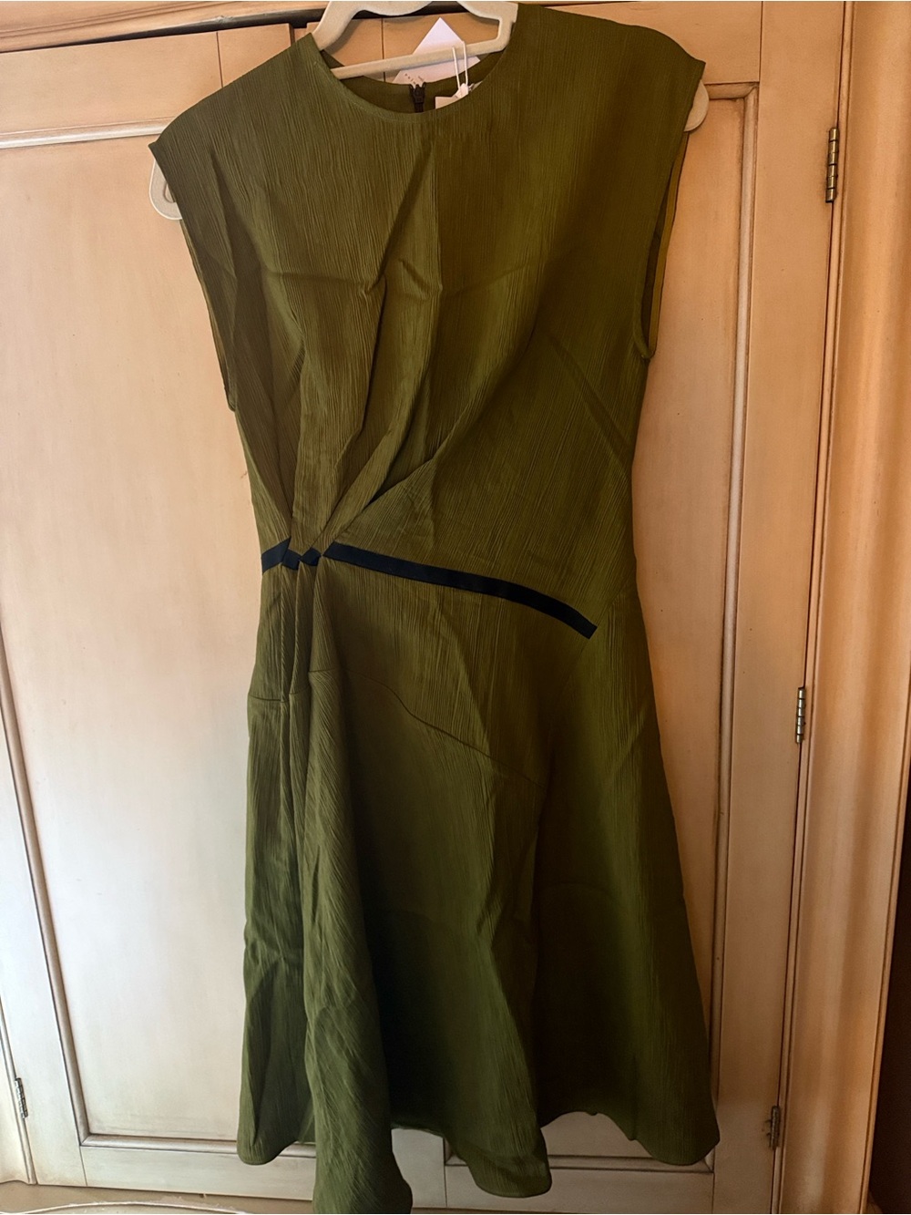 Palmer Harding Sleeveless Olive Green A-Line Women's Dress with pockets